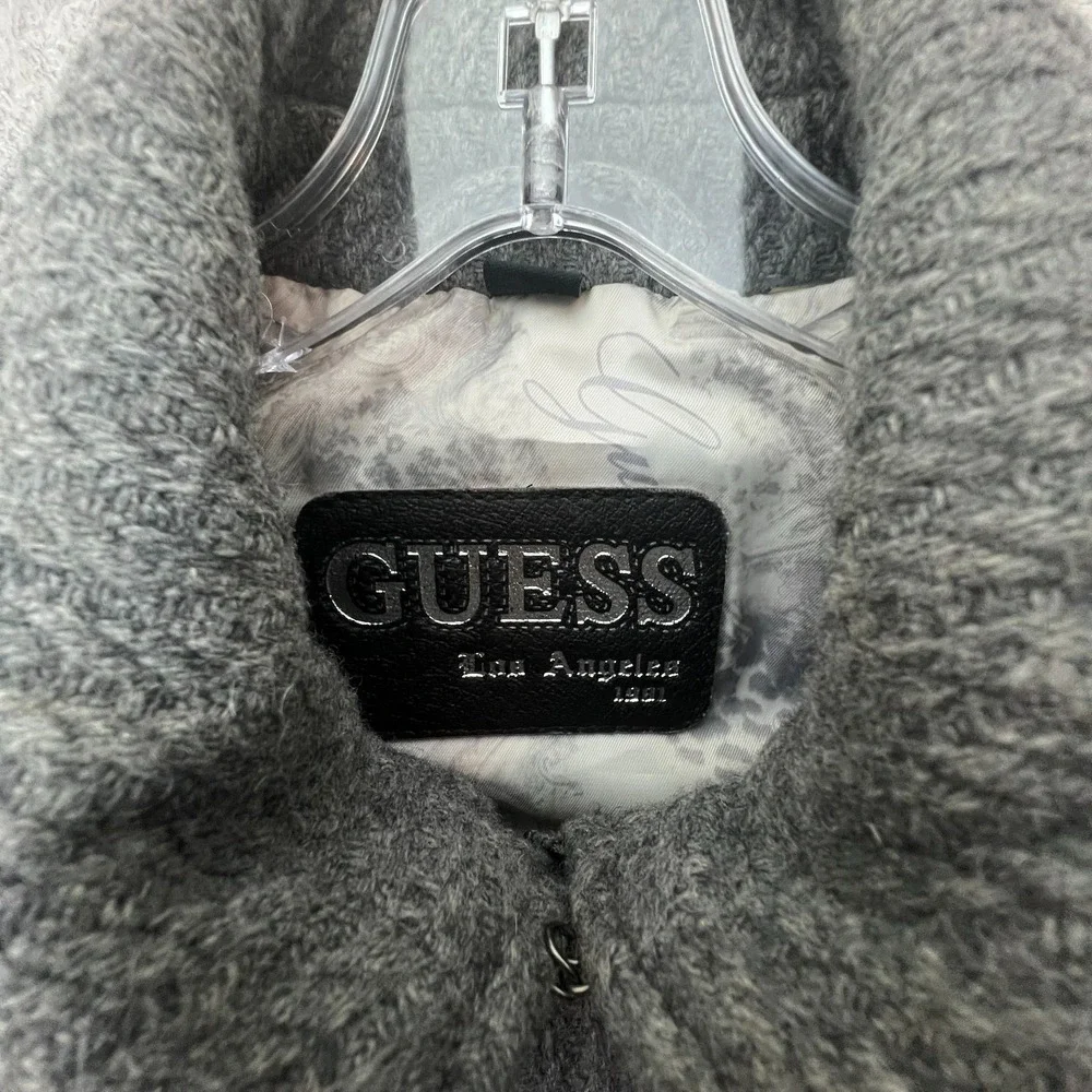 Guess Gray Wool Blend Cape Coat Poncho Batwing Sleeve Button Front Hidden Zipper